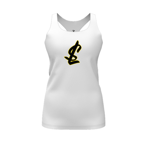 [FT0TRBWH-FYS-LOGO1] Decker Racerback Tank Top (Female Youth S, White, Logo 1)