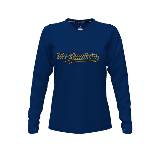 [FTLVCFNV-FYXS-LOGO2] Decker Comfort T-Shirt (Female Youth XS, Navy, V Neck, Logo 2, Long Sleeve)