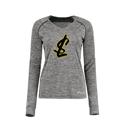 [222770.K94.XS-LOGO1] Ladies Electric Long Sleeve Shirt (Female Adult XS, Black, Logo 1)