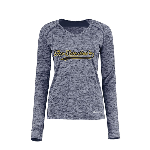 [222770.U22.XS-LOGO2] Ladies Electric Long Sleeve Shirt (Female Adult XS, Navy, Logo 2)