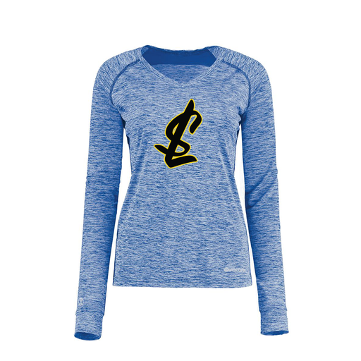 [222770.U55.XS-LOGO1] Ladies Electric Long Sleeve Shirt (Female Adult XS, Royal, Logo 1)