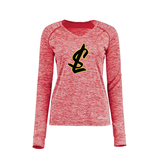 [222770.T20.XS-LOGO1] Ladies Electric Long Sleeve Shirt (Female Adult XS, Red, Logo 1)