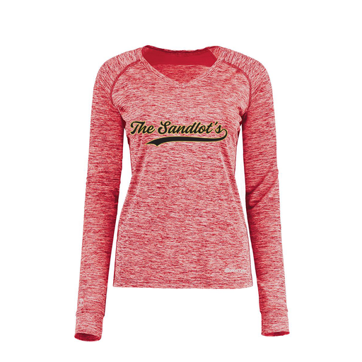 [222770.T20.XS-LOGO2] Ladies Electric Long Sleeve Shirt (Female Adult XS, Red, Logo 2)