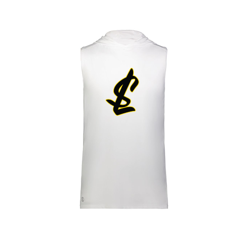 [222590.005.XS-LOGO1] Men's CoolDry Sleeveless Hoodie (Adult XS, White, Logo 1)