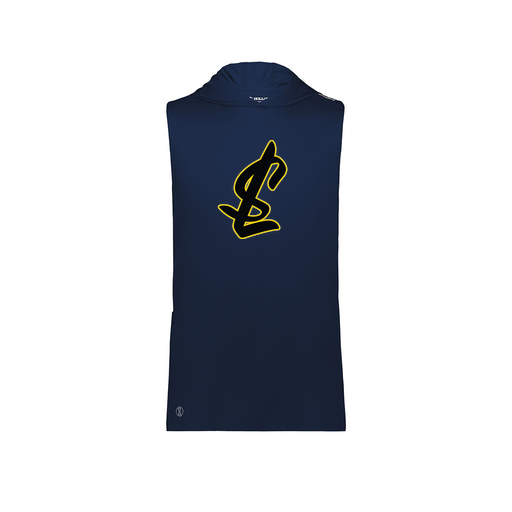 [222590.065.XS-LOGO1] Men's CoolDry Sleeveless Hoodie (Adult XS, Navy, Logo 1)