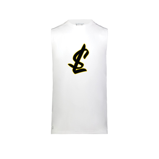 [222593.005.S-LOGO1] Men's CoolDry TankTop (Adult S, White, Logo 1)