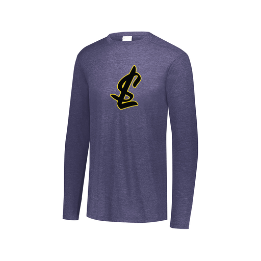 [FTLCUBNV-AXS-LOGO1] Decker Men's Tri-Blend T-Shirt - Long Sleeve (Adult XS, Navy, Logo 1)