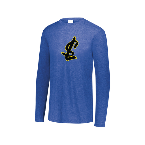 [FTLCUBRY-AXS-LOGO1] Decker Men's Tri-Blend T-Shirt - Long Sleeve (Adult XS, Royal, Logo 1)