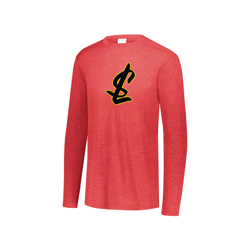 [FTLCUBRD-YS-LOGO1] Decker Youth Tri-Blend T-Shirt - Long Sleeve (Youth S, Red, Logo 1)